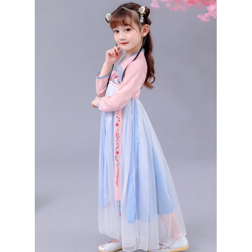Hanfu Girls chinese folk dance costumes children kids  fairy princess drama cosplay dresses